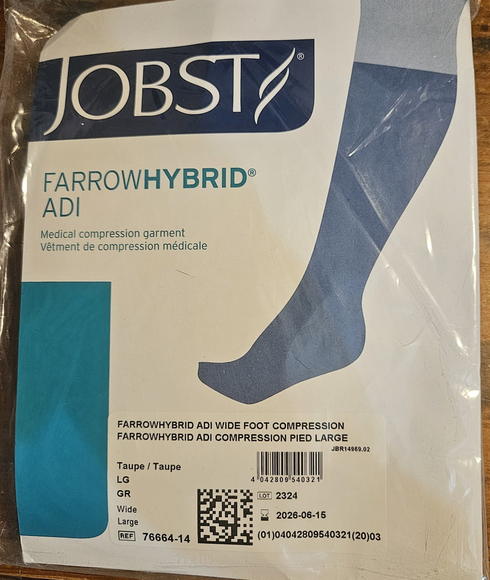 NEW Jobst Farrow Hybrid ADI Wide Size LARGE Foot Compression 20-30 mmHg Taupe